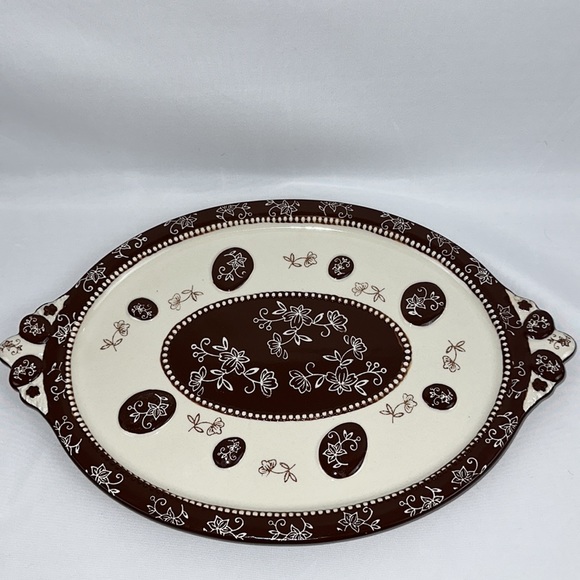 Temptations Brown Floral Lace 15 1/2”x 10” Serving Platter - Picture 6 of 10